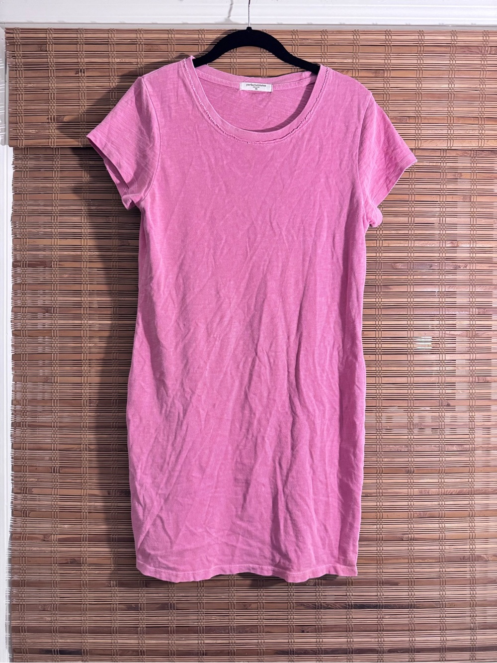 Classic Pink Crewneck Tee Dress -  Women